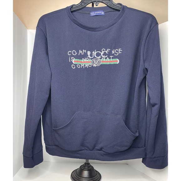 Common sense is not that common, ZARA, Woman, Med., Navy, Pullover, Long-sleeves - Picture 7 of 14